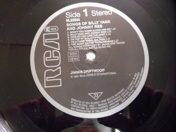 Jimmy Driftwood : Songs Of Billy Yank And Johnny Reb (LP, Album, RE)