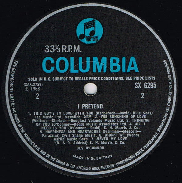Des O'Connor : I Pretend (LP, Album, Mono)