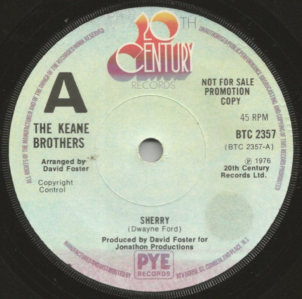 Keane Brothers : Sherry (7", Promo)