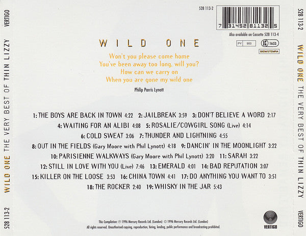 Thin Lizzy : Wild One - The Very Best Of Thin Lizzy (CD, Comp, RM)