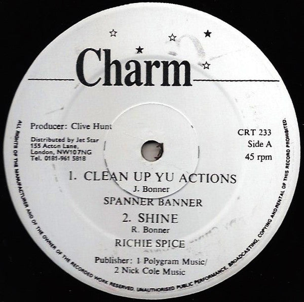 Spanner Banner, Richie Spice, Major Christie, Daddy Chris & Junior Ruff : Clean Up Yu Action / Shine / Love Me / All Night Long (12")