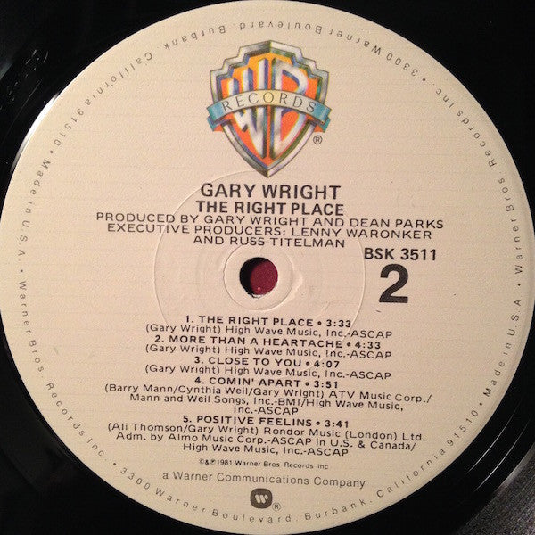 Gary Wright : The Right Place (LP, Album, Los)