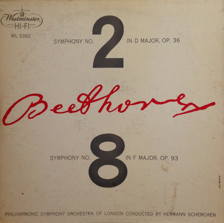 Ludwig van Beethoven, Philharmonic Symphony Of London Conducted By Hermann Scherchen : Symphony No. 2 In D Major, Op. 36 / Symphony No. 8 In F Major, Op. 93 (LP, Album, Mono)