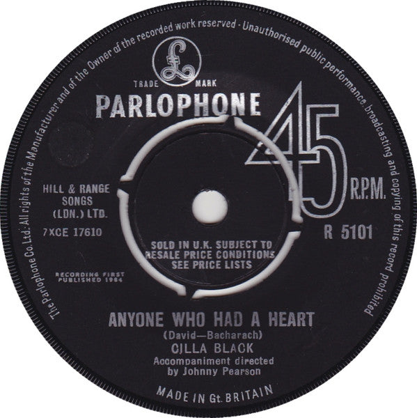 Cilla Black : Anyone Who Had A Heart (7", Single)