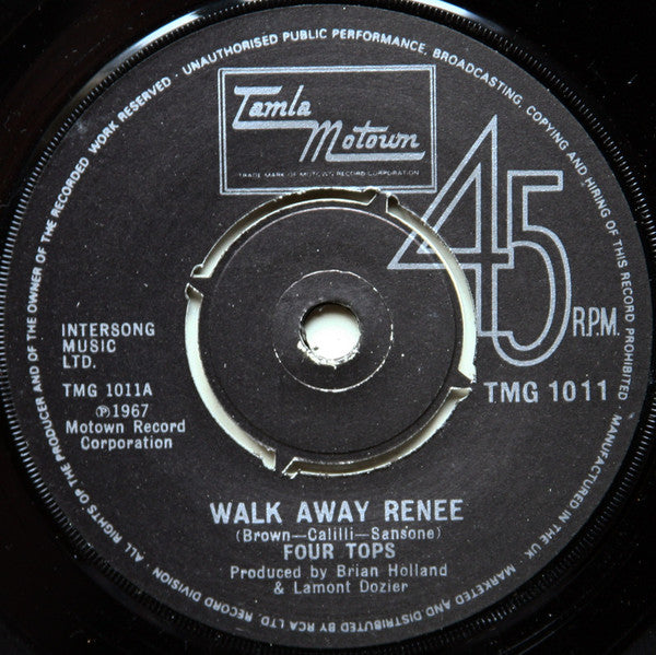 Four Tops : Walk Away Renee (7", Single, RP)