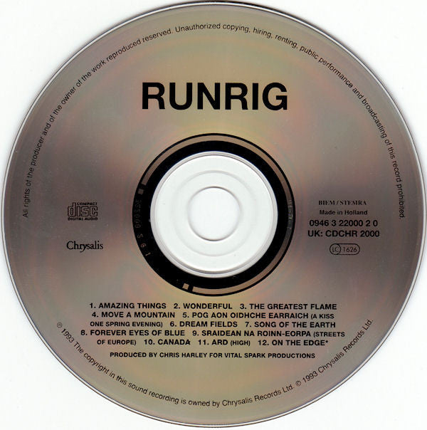 Runrig : Amazing Things (CD, Album)