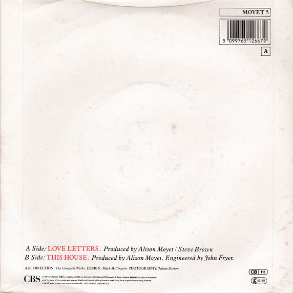 Alison Moyet - Love Letters (7) (Very Good Plus (VG)) - DaddyPop