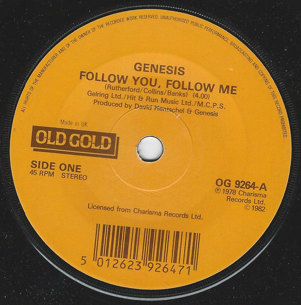 Genesis : Follow You, Follow Me (7", Single, Lin)