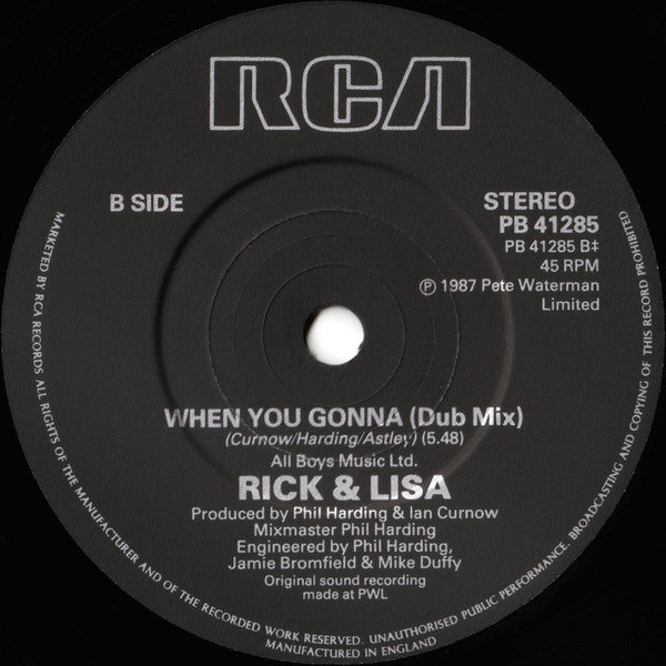 Rick Astley And Lisa Fabien : When You Gonna (7", Single)