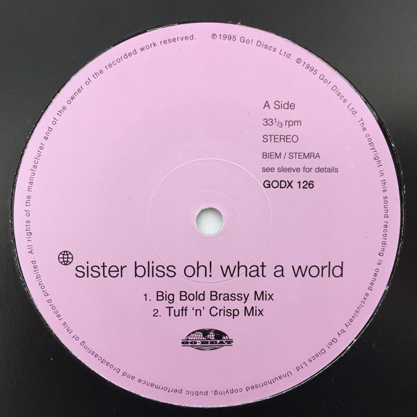 Sister Bliss - Oh! What A World (12) (Very Good Plus (VG)) - DaddyPop