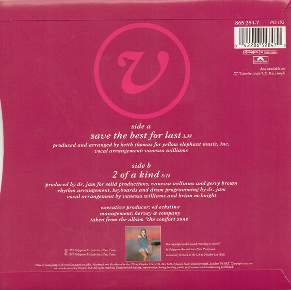 Vanessa Williams : Save The Best For Last (7", Single)