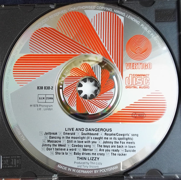 Thin Lizzy : Live And Dangerous (CD, Album, RE, PDO)