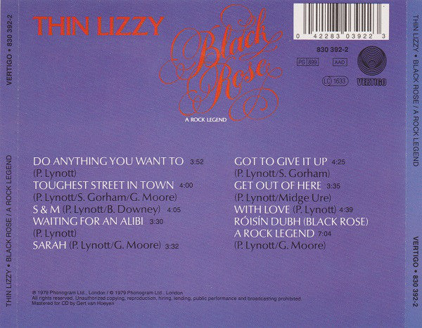 Thin Lizzy : Black Rose (A Rock Legend) (CD, Album, RE)