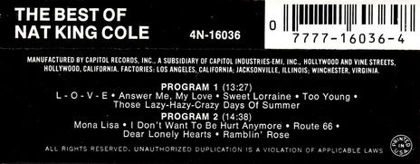 Nat King Cole : The Best Of Nat King Cole (Cass, Comp, RE)