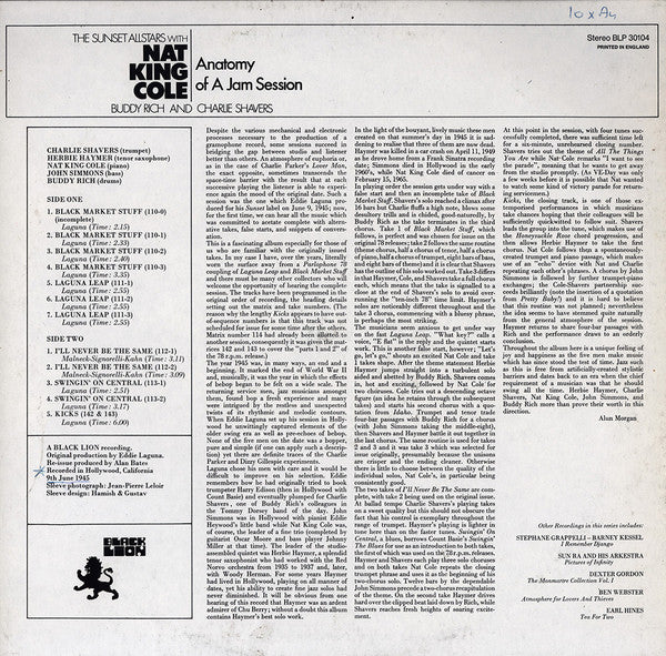The Sunset All Stars With Nat King Cole, Buddy Rich And Charlie Shavers : Anatomy Of A Jam Session (LP, Album, Mono, RE)