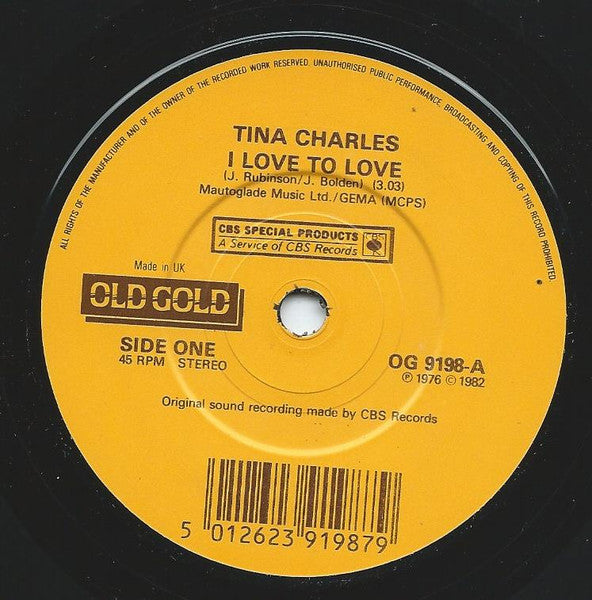 Tina Charles : I Love To Love / You Set My Heart On Fire (7", Single)