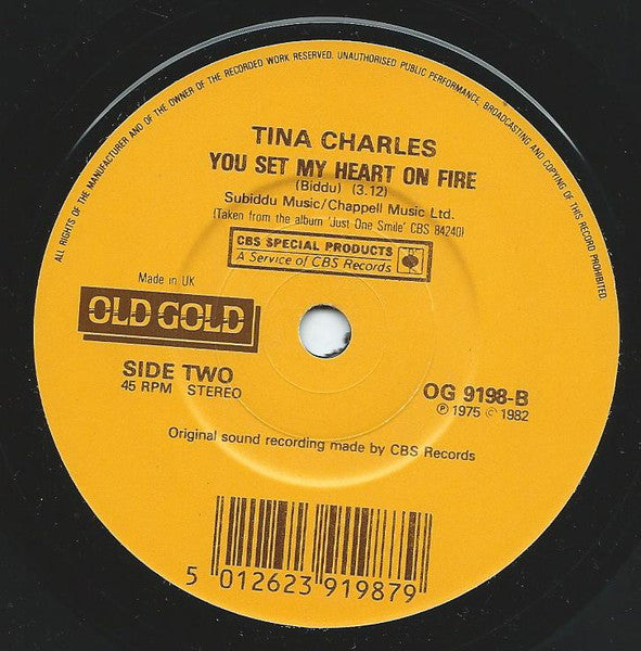 Tina Charles : I Love To Love / You Set My Heart On Fire (7", Single)