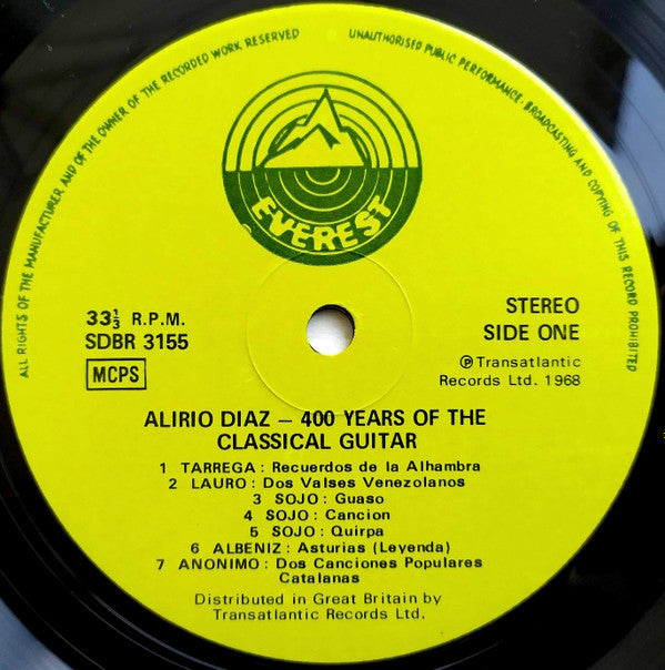 Alirio Díaz : 400 Years Of The Classical Guitar (LP, Album)