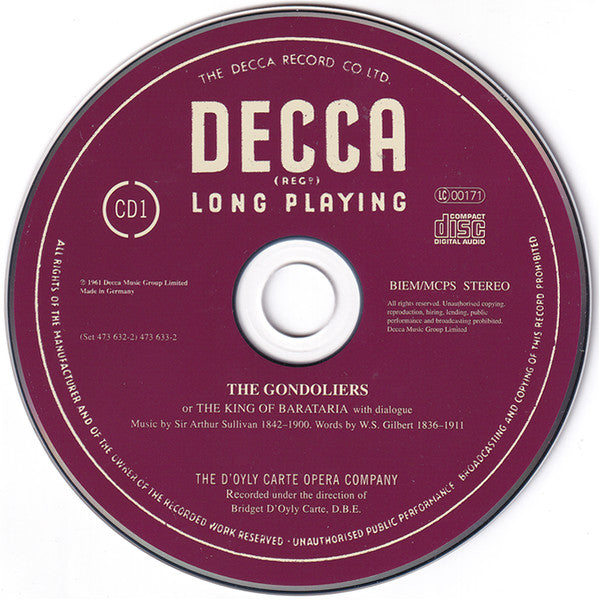 Gilbert & Sullivan - D'Oyly Carte Opera Company : The Gondoliers (2xCD, Album, RE, RM)