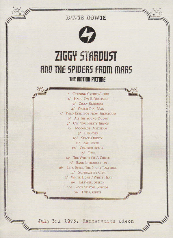 David Bowie : Ziggy Stardust And The Spiders From Mars (The Motion Picture) (DVD-V, Enh, RE, S/Edition, Multichannel, PAL, SECA)