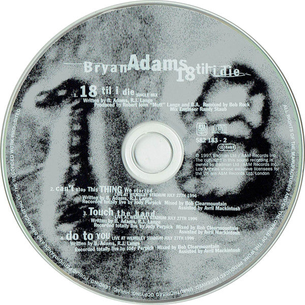 Bryan Adams : 18 Til I Die (CD, Single, J-C)
