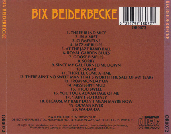 Bix Beiderbecke : Bix Beiderbecke (CD, Comp)