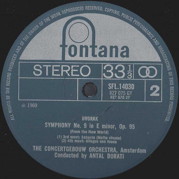 Antonín Dvořák, Concertgebouworkest, Antal Dorati : Symphony No. 9 in E Minor, Op. 95 "From The New World" (LP, RE)